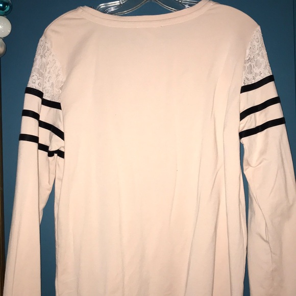 Karl Lagerfeld Paris Pink Black Velvet Lace Top - Picture 5 of 7